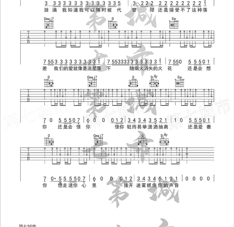 《吻合》吉他谱_夏天Alex
