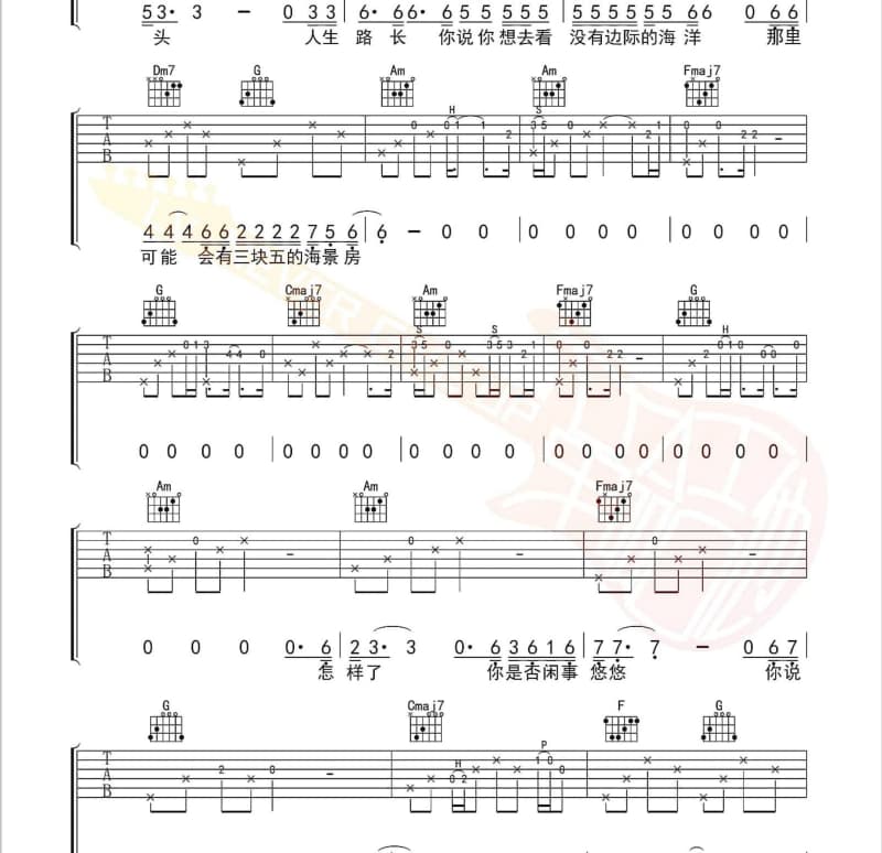 《想对你说baby》吉他谱_夏子皓