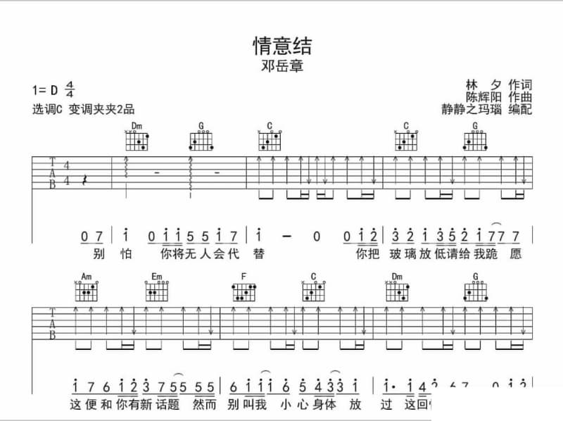 《还是不能够忘记你的美》吉他谱_姜玉阳
