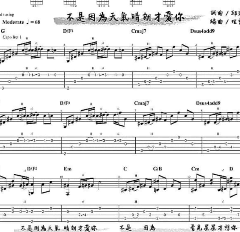 《我真的舍不得你走》吉他谱_谢涛