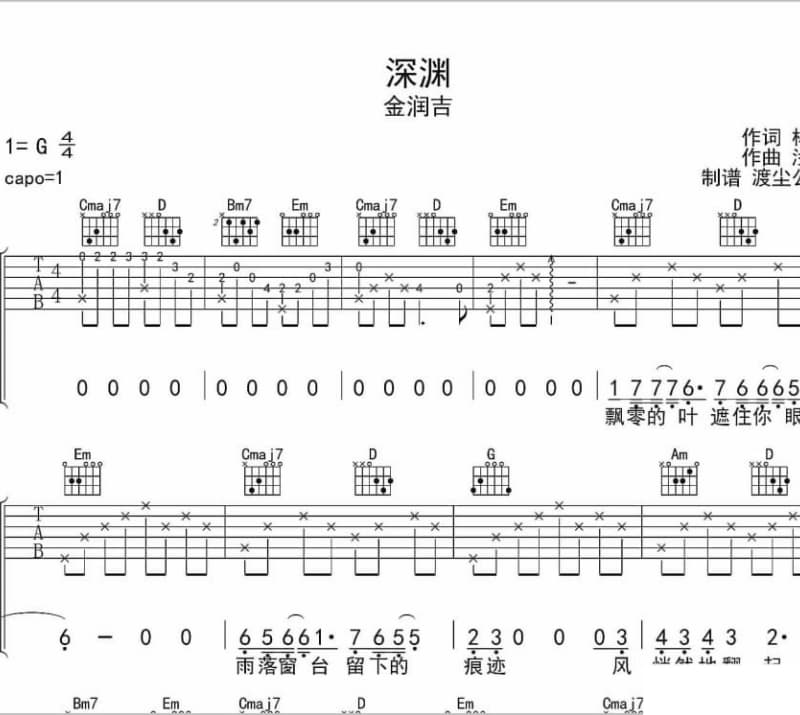 《我们在一起》吉他谱_许嘉文