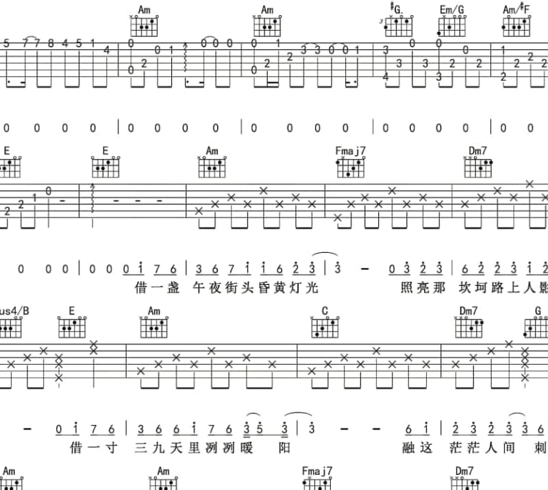 《忧伤歌声》吉他谱_许嵩