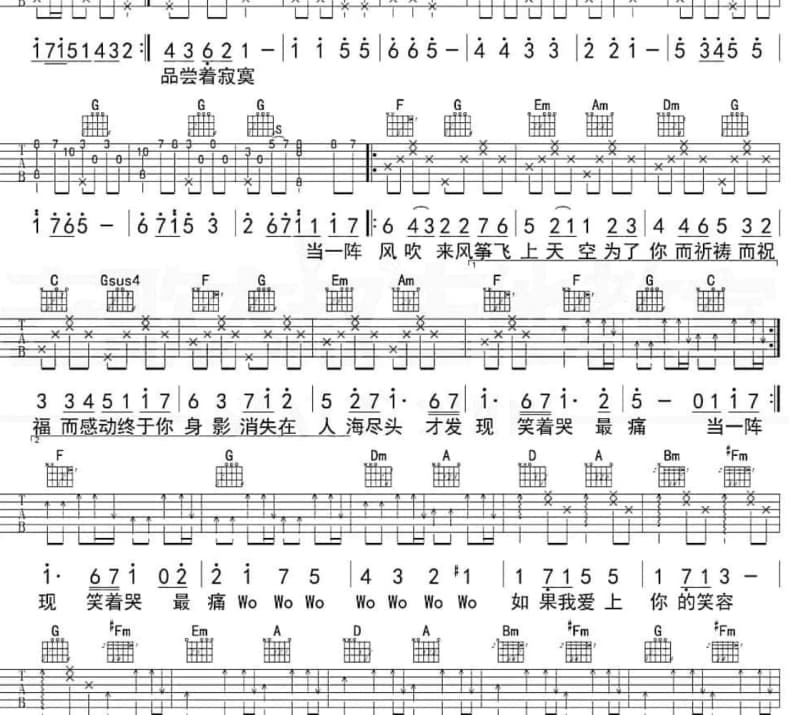 《凤毛麟角》吉他谱_薛之谦