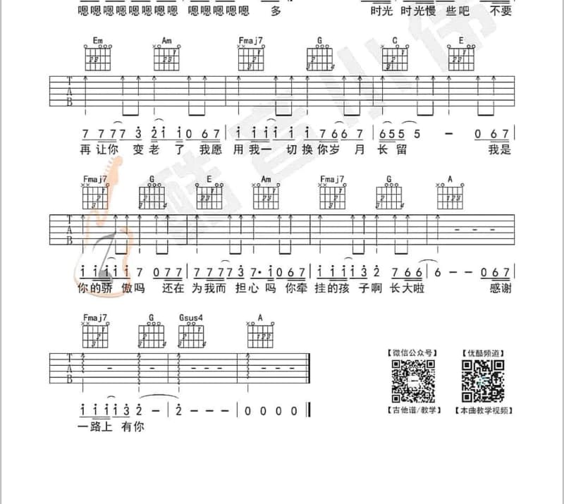 《自作多情》吉他谱_杨清明