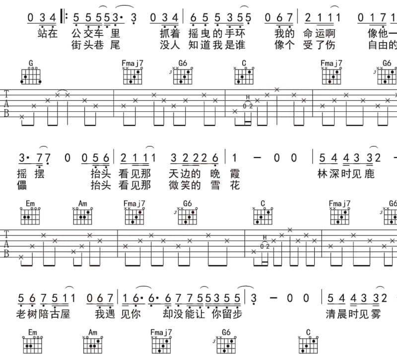 《蓝色的爱》吉他谱_杨斯壬