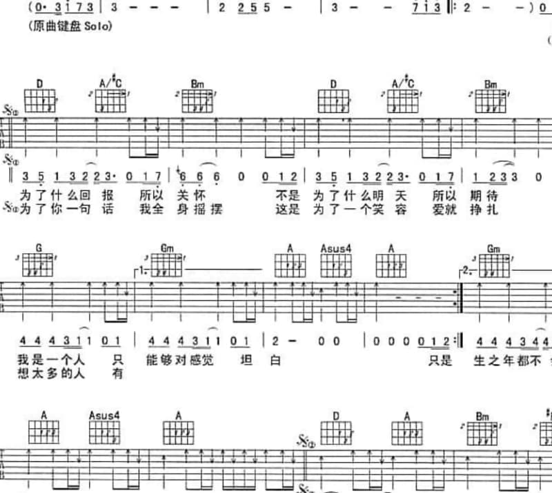 《口是心非》吉他谱_杨小壮