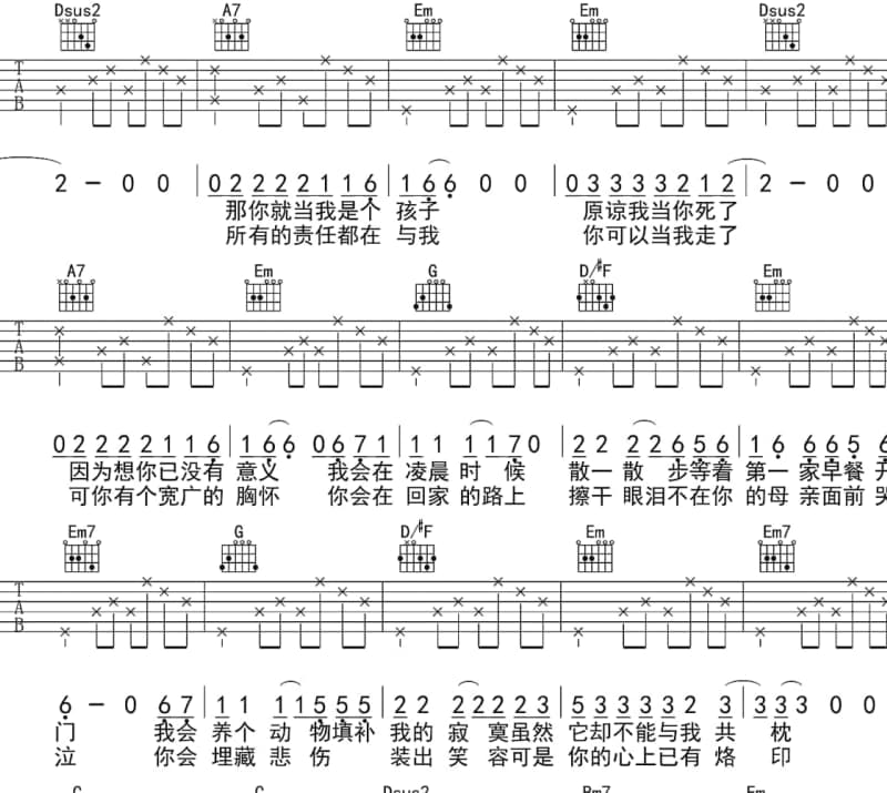 《愿你浪漫在余生的日子里》吉他谱_杨小壮