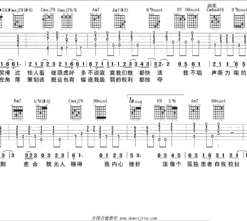 《小鱼儿》吉他谱_杨一