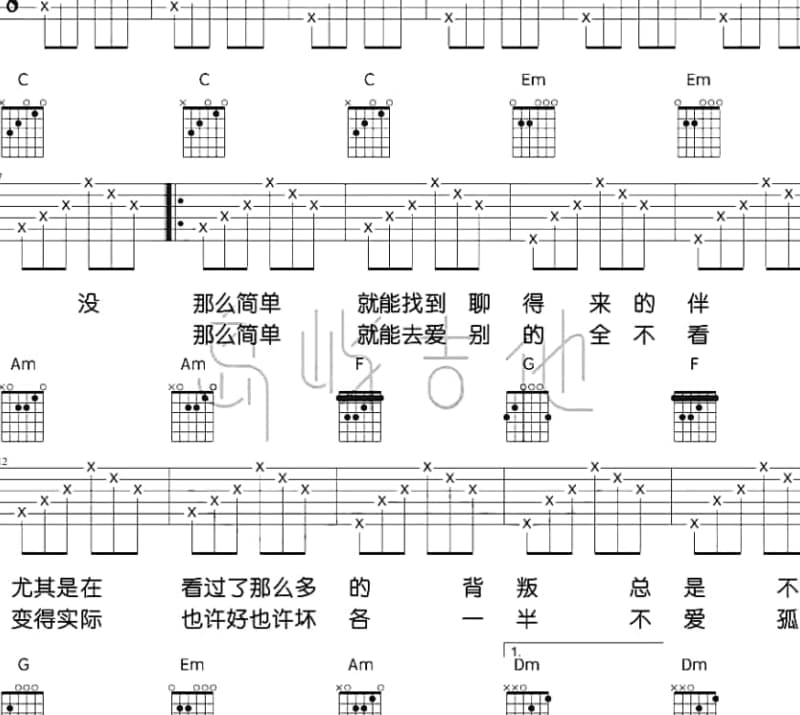 《没有你怎么活》吉他谱_音萌萌