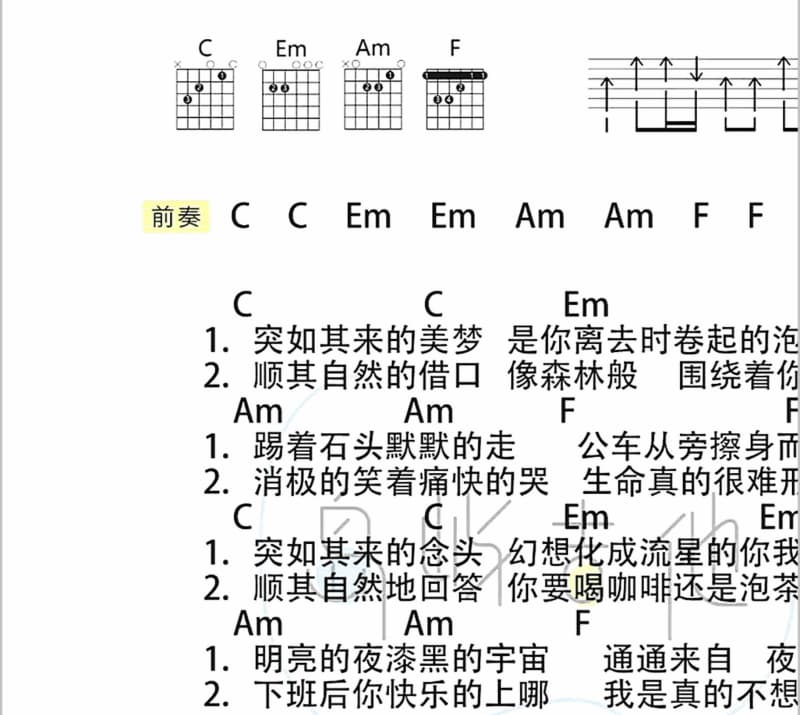 《凌晨三点》吉他谱_陈硕子