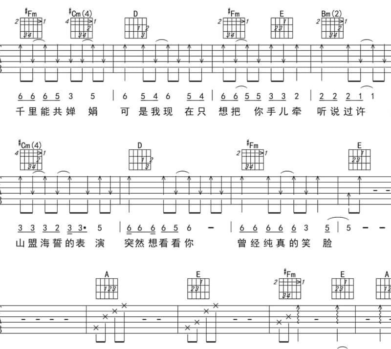 《不该让你走》吉他谱_宇桐非