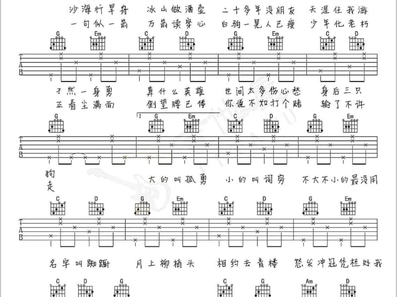 《你不要担心》吉他谱_金润吉