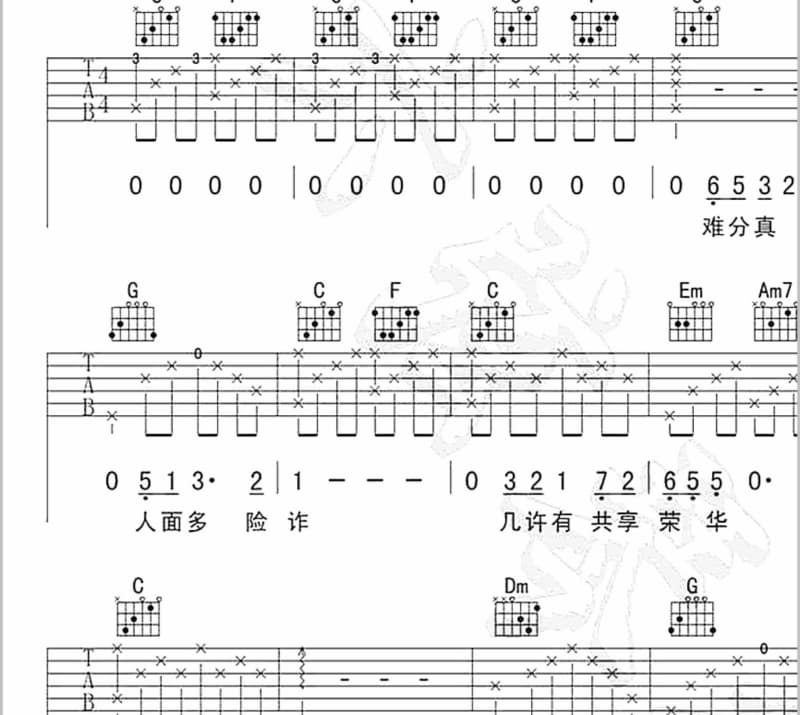 《输了你赢了世界又如何》吉他谱_雨天