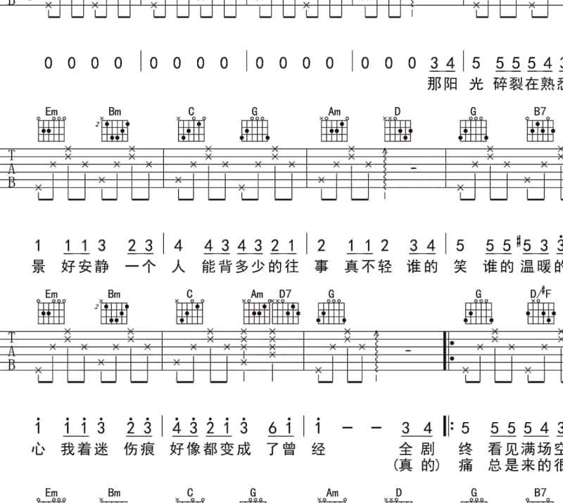 《水长流》吉他谱_郁钧剑