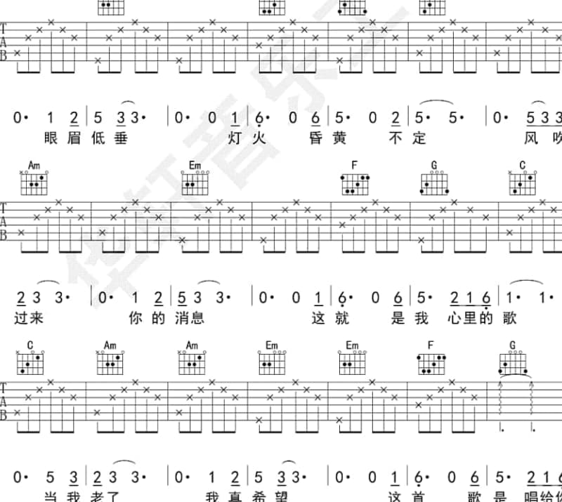 《醉乡愁》吉他谱_云飞