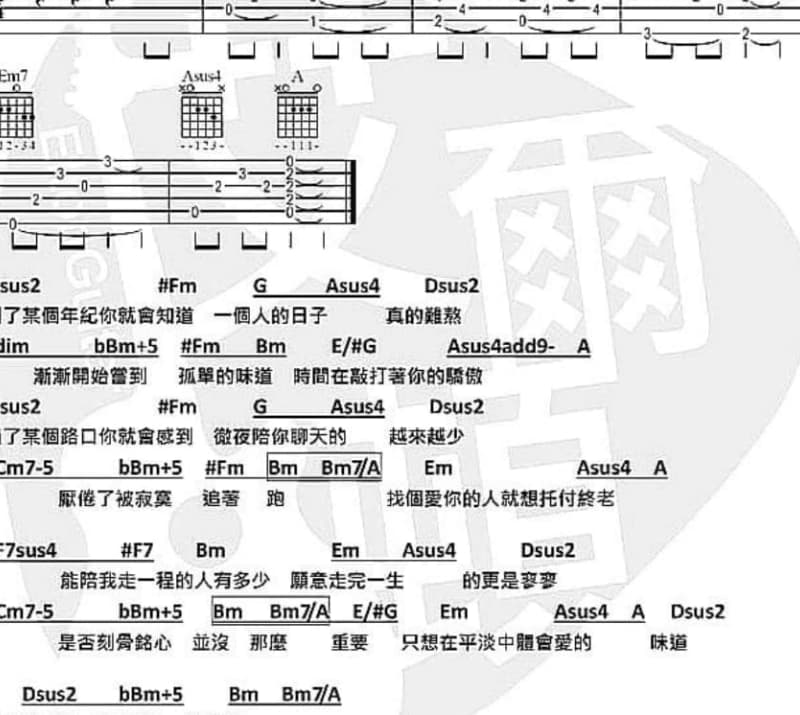 《爱情的门》吉他谱_云枫