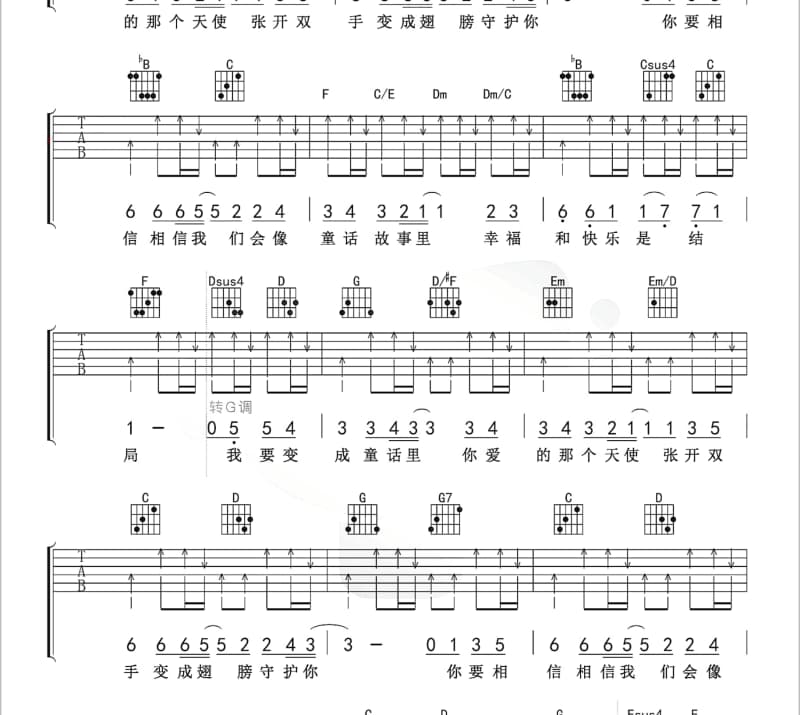 《天蓝蓝》吉他谱_张超