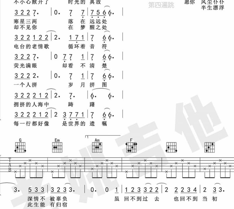 《好眼泪坏眼泪》吉他谱_张恒