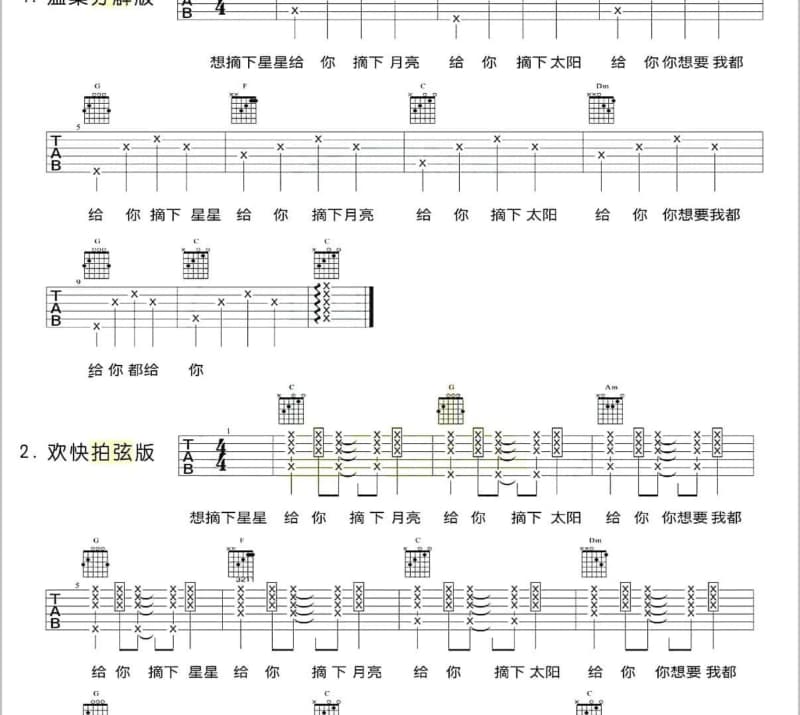 《月亮坐在脚手架上》吉他谱_张洪启