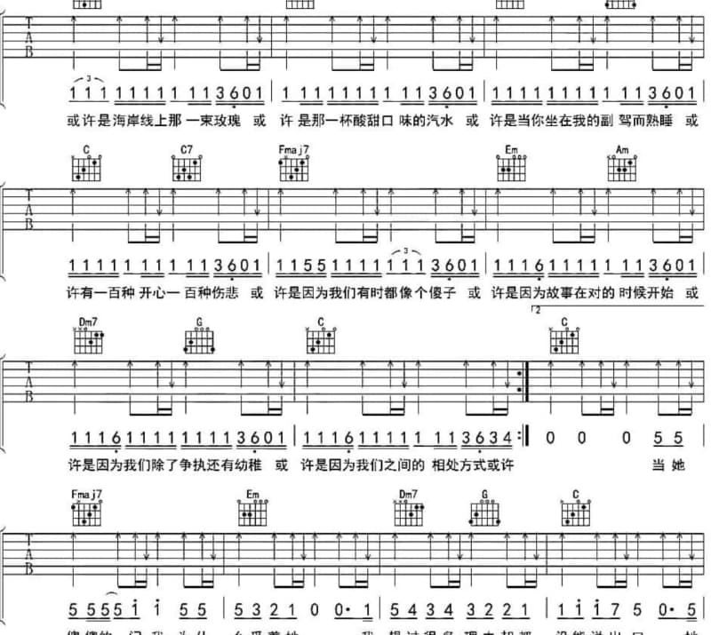 《心情》吉他谱_陈晓