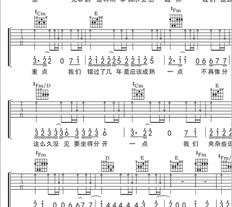 《对不起 我爱你》吉他谱_张江