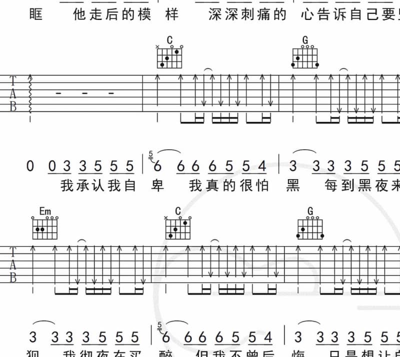 《兄弟别太累》吉他谱_张坤
