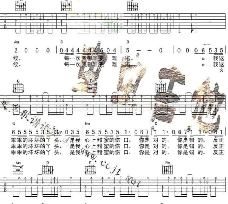 《攀》吉他谱_张磊