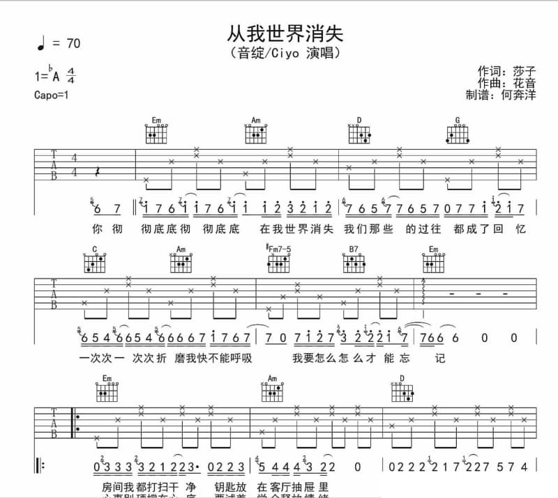 《迷鹿》吉他谱_张萌萌