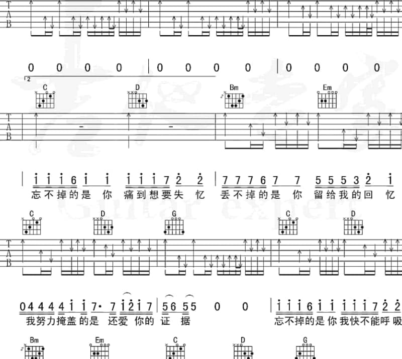 《思念总在分手后》吉他谱_张明敏