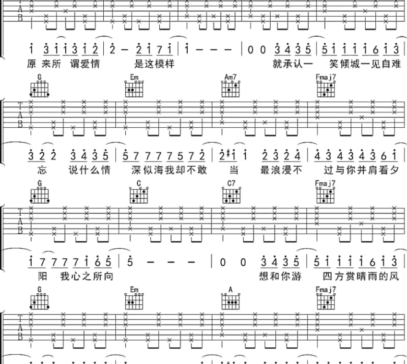 《一缕情》吉他谱_张明敏