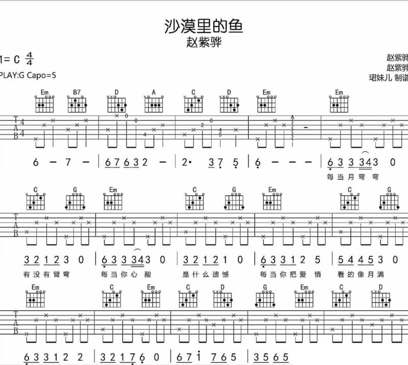 《降临》吉他谱_张玮