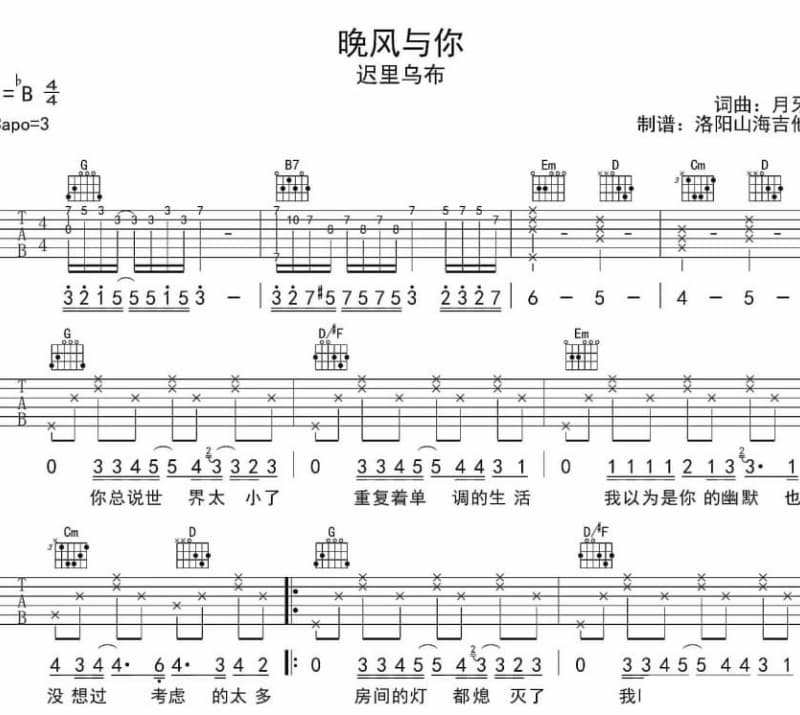 《难道你就没有爱过我》吉他谱_张夏旭