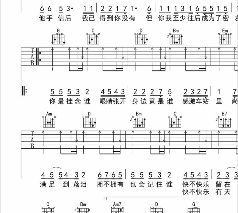 《情缘天定》吉他谱_张扬