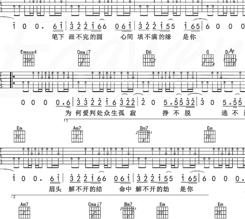 《云层和白云》吉他谱_张志豪