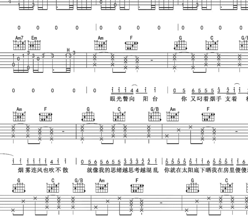 《有始无终》吉他谱_章伟杰
