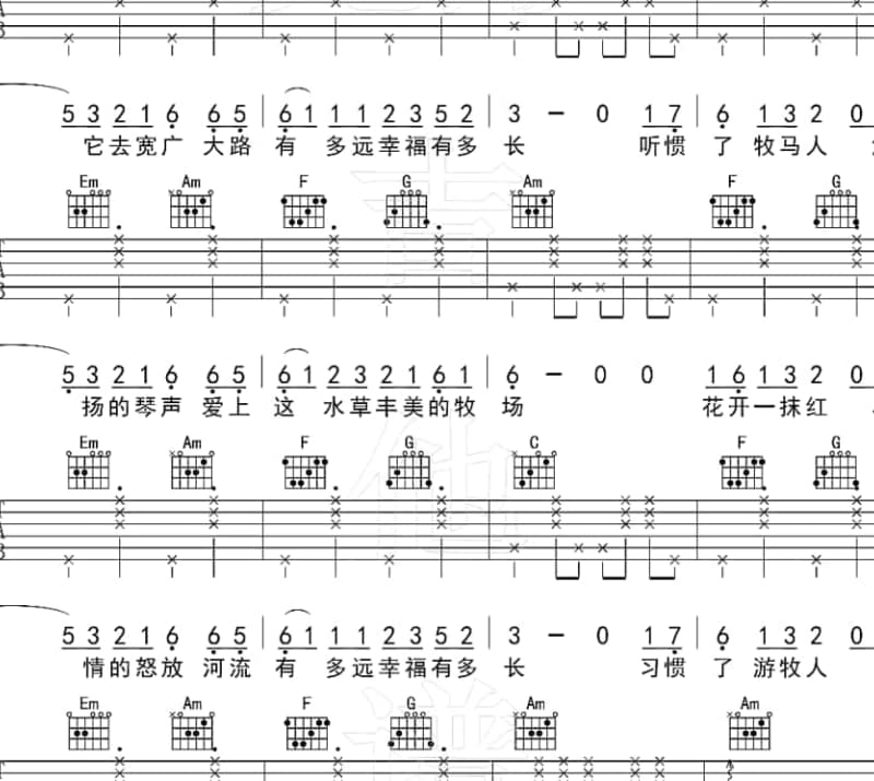 《霸王泪》吉他谱_章小军