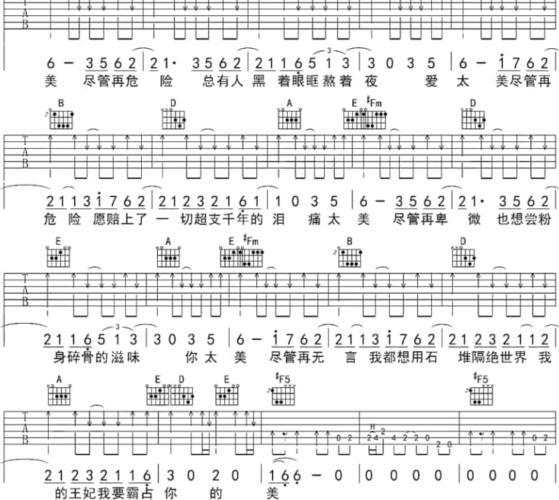 《黄河谣》吉他谱_赵牧阳
