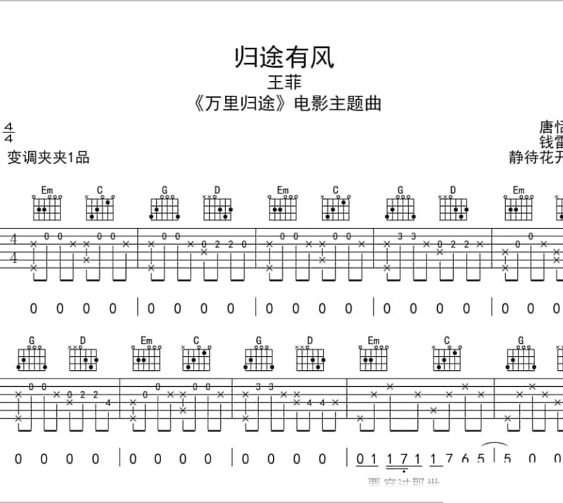 《月亮代表我的心》吉他谱_赵鹏