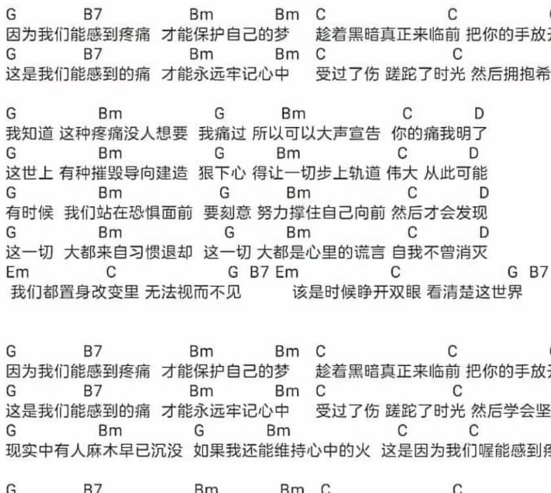 《落下不害怕》吉他谱_赵鹏杰