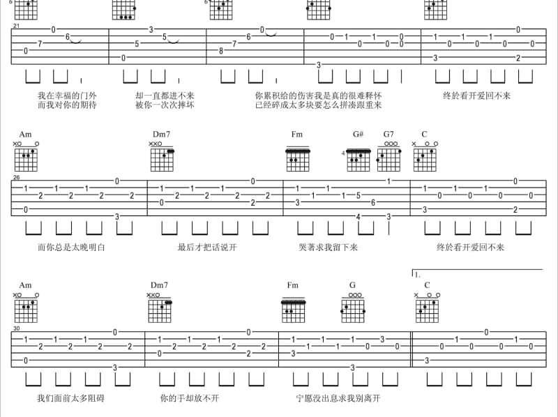 《美丽的谎言》吉他谱_鞠红川