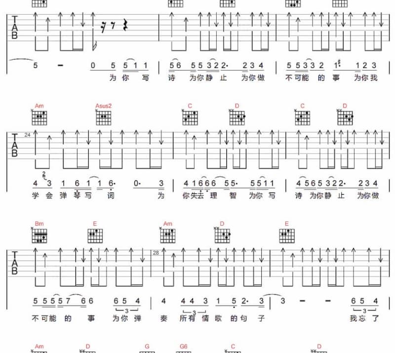 《牵挂你的人是我》吉他谱_郑源