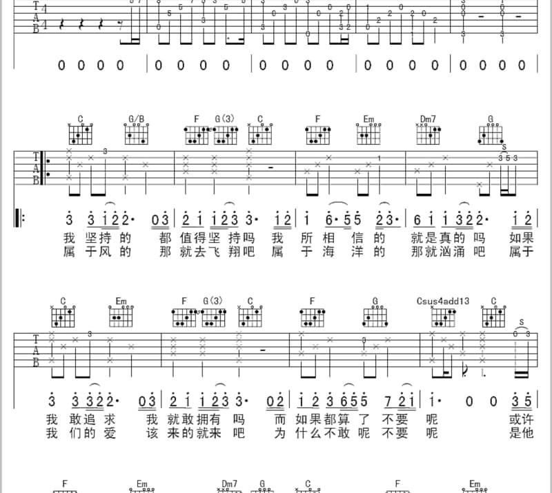 《青春啊青春  Live》吉他谱_周晓鸥