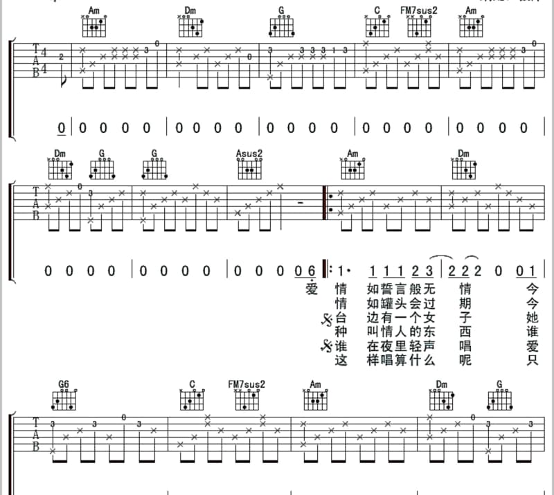 《怎么了 》吉他谱_周兴哲