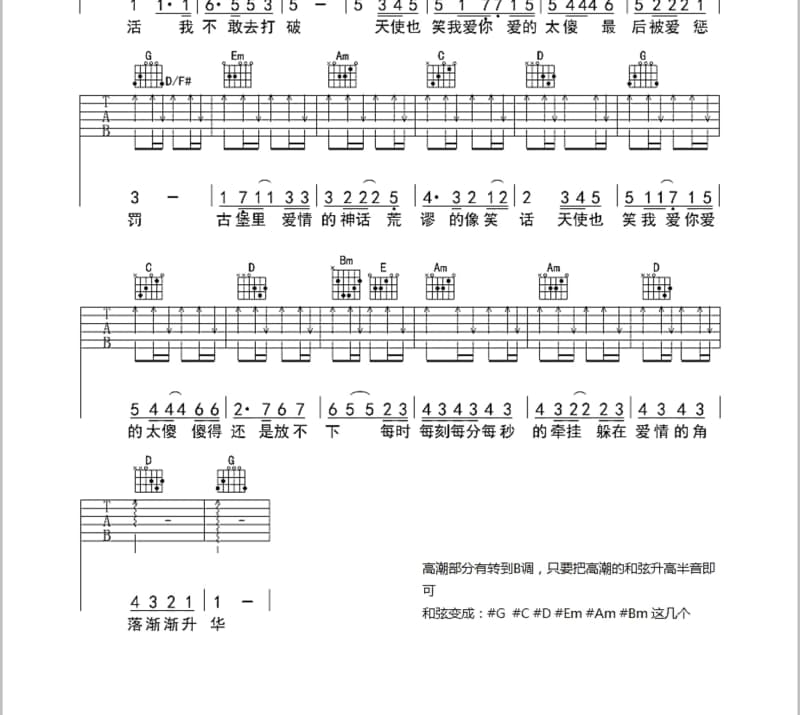 《嗯哩呦》吉他谱_大张伟