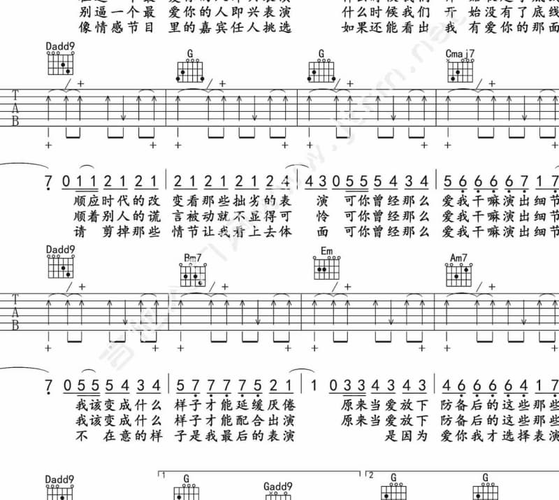 《就像这一首歌》吉他谱_东南