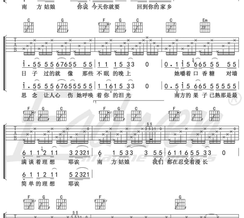 《野人》吉他谱_阿见
