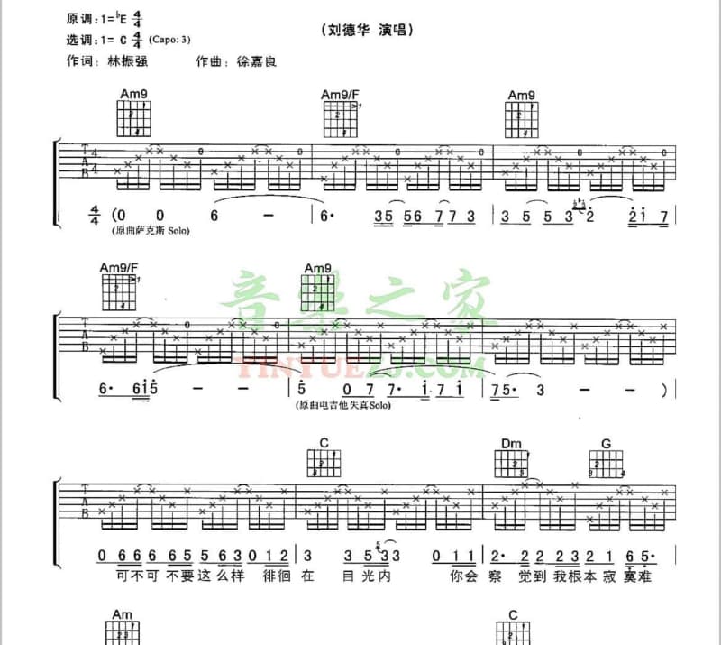 《地平线》吉他谱_费启鸣
