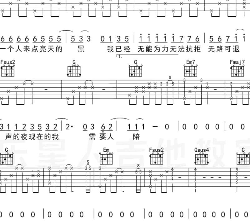 《我爱梦中的大草原》吉他谱_冯小孽