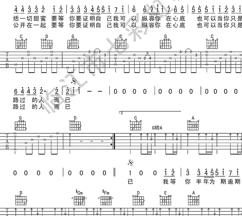《Come Back My Love》吉他谱_ 杜一飞
