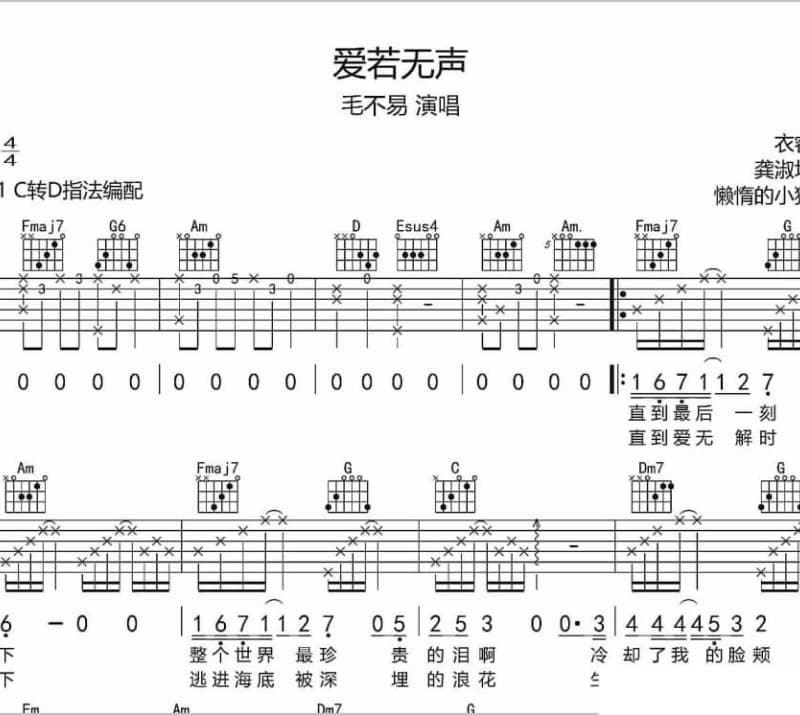 《暴雨中》吉他谱_功夫胖KungFuPen